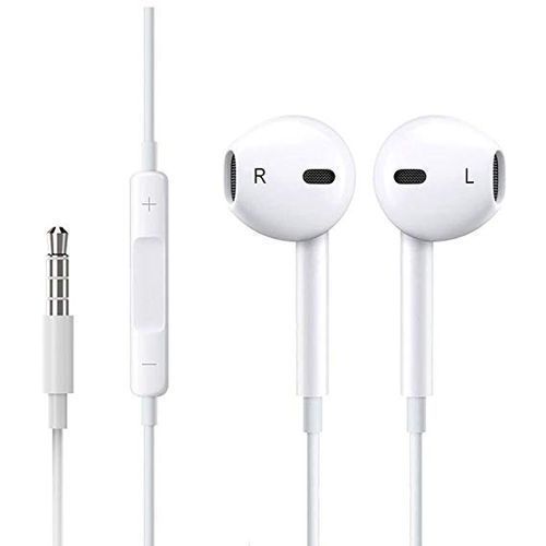 Universal Headset Earphone With Mic  Adjustable Volume - White