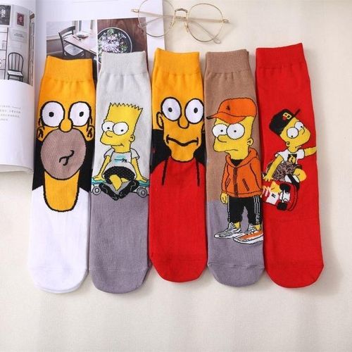 Anime Funny Socks Simpsons Print Hop Men Cartoon Hip