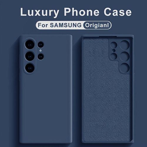 Samsung Galaxy S21 Ultra, S22 Ultra, S23 Ultra , S24 Ultra Pure Deep Blue Silicone Case Full Body And Screen Protection