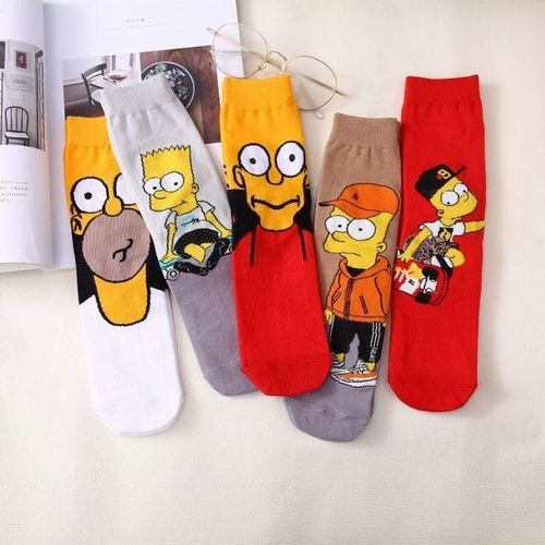 Anime Funny Socks Simpsons Print Hop Men Cartoon Hip
