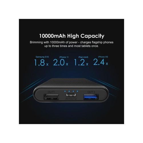 Oraimo Toast 10 Lite Ultimate Slim 10000mAh Power Bank - Black