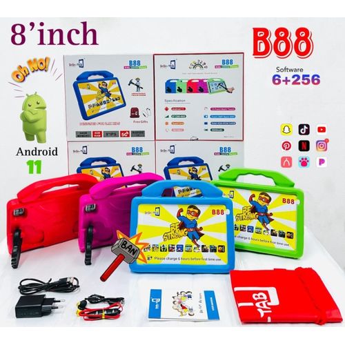 Bebe Tab B88 Dual SIM Kids Educational Tablet 256GB Storage 6GB RAM With Gifts - Blue