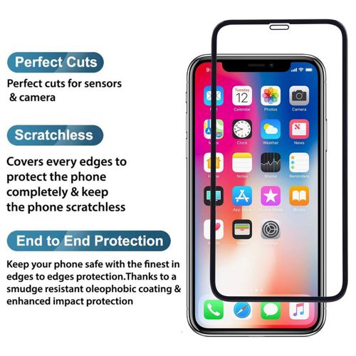 IPhone X, XR, XS, XS Max Full Glue Edge To Edge Tempered Glass Screen Protector-Black