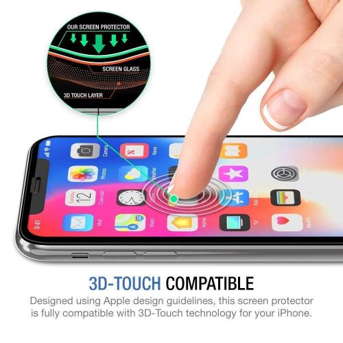 IPhone X, XR, XS, XS Max Full Glue Edge To Edge Tempered Glass Screen Protector-Black
