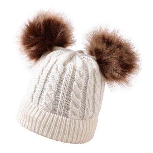 Baby Large Hat 0- Cable Knit Knitted Beanie White