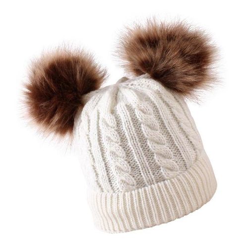 Baby Large Hat 0- Cable Knit Knitted Beanie White