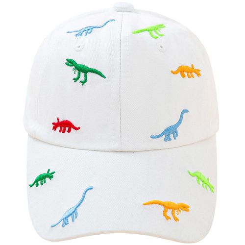 Casual Children's Baseball Cap Dinosaur Pattern Embroidery Sun Hat Caps for Holiday Birthday Gift,White NO5148