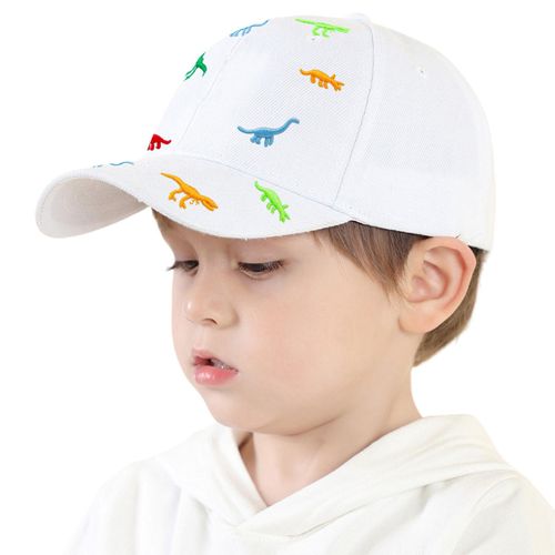 Casual Children's Baseball Cap Dinosaur Pattern Embroidery Sun Hat Caps for Holiday Birthday Gift,White NO5148