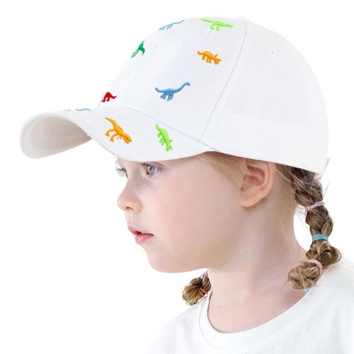 Casual Children's Baseball Cap Dinosaur Pattern Embroidery Sun Hat Caps for Holiday Birthday Gift,White NO5148