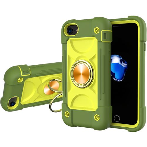 Phone Case Shockproof Silicone + PC Protective With Dual-Ring Holder For IPhone 6 Plus/6s Plus/7 Plus/8 Plus(Avocado)