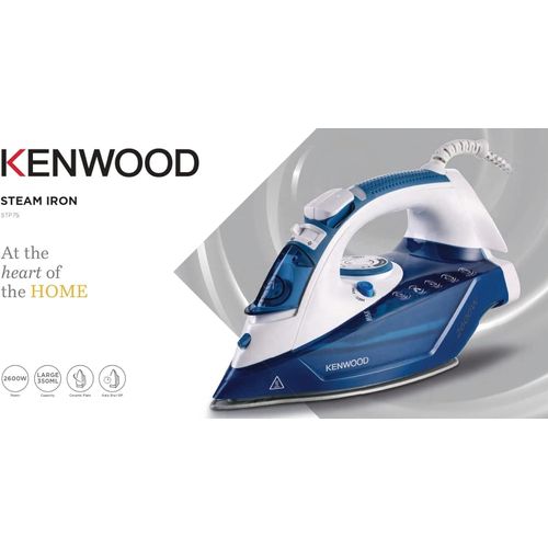 Kenwood 2600W Steam Iron With Ceramic Plate Steam Bur.st, Spray STP75 - White/ Blue.