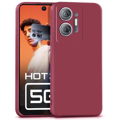 Infinix Note 10 11 12 30 I S 4G X68 Soft TPU Back Cover Shockproof Silicone Bumper Anti-Fingerprints Full-Body Protective Case Cover-Maroon