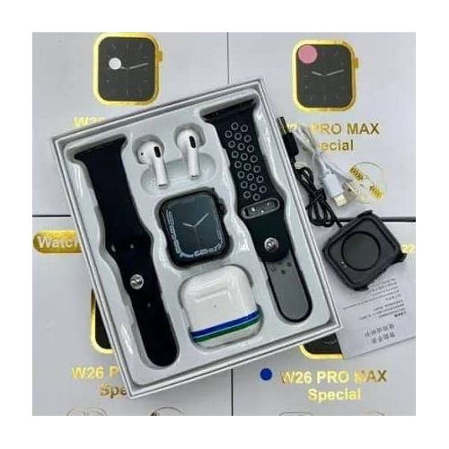 W26 Pro Max Smartwatch Series 8 With Free Bluetooth Airpods-Multi Colour / Color May Vary