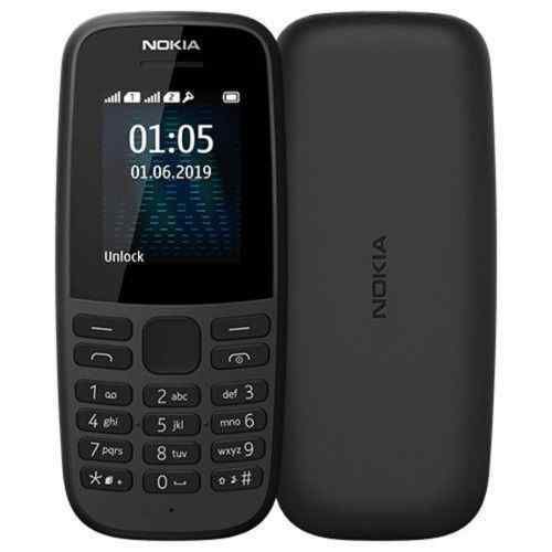 Nokia 105 4MB ROM Dual Sim - Black + Free Earphones - White And Back Cover &ndash; Black(1 YR WRTY)