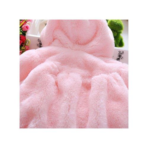 Fashion Female Baby Cartoon Rabbit Ears Shape Hooded Imitation Rabbit Fur Shawl Coat, Kid Size:80cm(Pink)