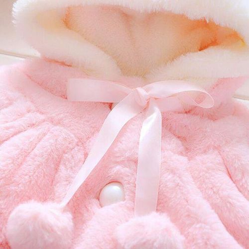 Fashion Female Baby Cartoon Rabbit Ears Shape Hooded Imitation Rabbit Fur Shawl Coat, Kid Size:80cm(Pink)