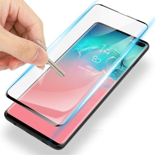 Samsung Galaxy S10e, S10, S10 Plus, S10 5G Tempered Glass Full Glue Screen Protector Full Screen Coverage Edge To Edge UV Tempered Glass With Unbreakable Flexible Protector Back Guard-Black