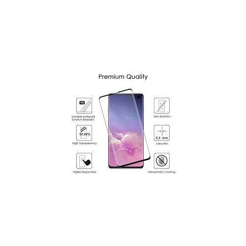 Samsung Galaxy S10e, S10, S10 Plus, S10 5G Tempered Glass Full Glue Screen Protector Full Screen Coverage Edge To Edge UV Tempered Glass With Unbreakable Flexible Protector Back Guard-Black