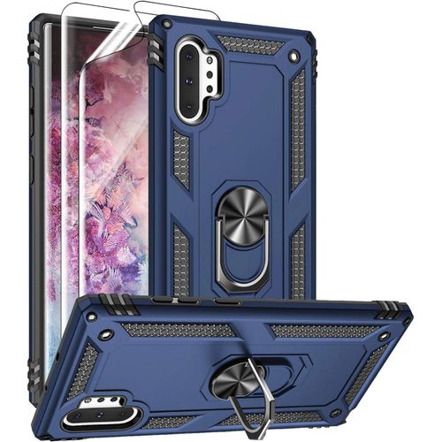 Samsung Galaxy Note 10, Note 10 Plus, Note 20, Note 20 Plus Ultra Case,  With Military-Grade Metal Ring Holder Stand Drop Tested Shockproof Cover Case -Blue