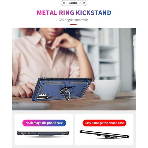 Samsung Galaxy Note 10, Note 10 Plus, Note 20, Note 20 Plus Ultra Case,  With Military-Grade Metal Ring Holder Stand Drop Tested Shockproof Cover Case -Blue
