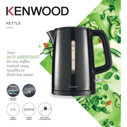 Kenwood 1.7 Liters Capacity 2200W high quality Plastic Cordless Concealed kettle ZJP00- Black(1 YR WRTY)