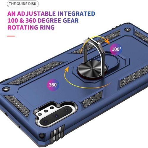 Samsung Galaxy Note 10, Note 10 Plus, Note 20, Note 20 Plus Ultra Case,  With Military-Grade Metal Ring Holder Stand Drop Tested Shockproof Cover Case -Blue