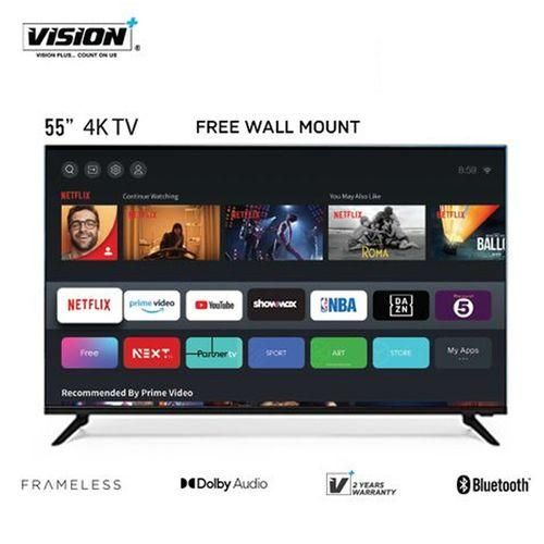 Vision Plus VP8855KV - 55 Inch 4K Frameless V+ OS Smart TV - Black (2YR WRNTY)