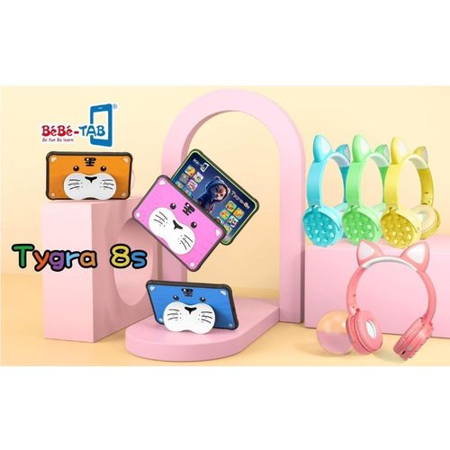 Bebe Tygra-8s Kids Educational Tablet 4GB RAM 128GB ROM 5000mAH Single Sim Plus Free Headphones -Orange