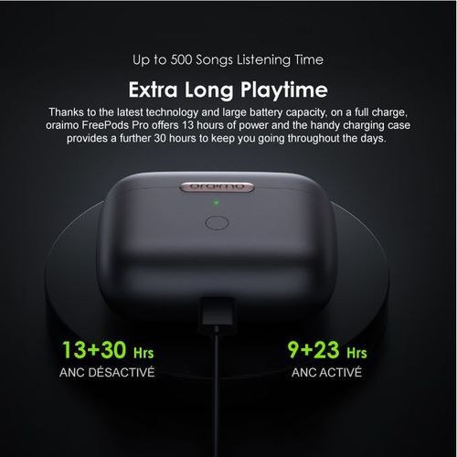 Oraimo FreePods Pro ANC Active Noise Cancellation Super Bass Wireless Earbuds - Black