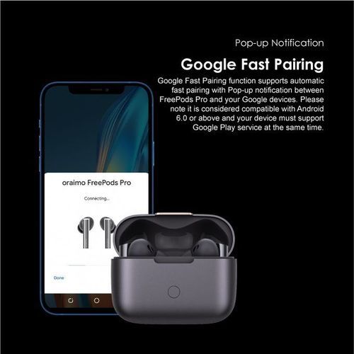 Oraimo FreePods Pro ANC Active Noise Cancellation Super Bass Wireless Earbuds - Black