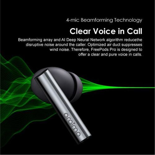 Oraimo FreePods Pro ANC Active Noise Cancellation Super Bass Wireless Earbuds - Black