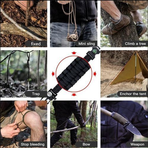 Multifunctional Hand Rope Camping Survival Adventure Emergency Compass Bracelets