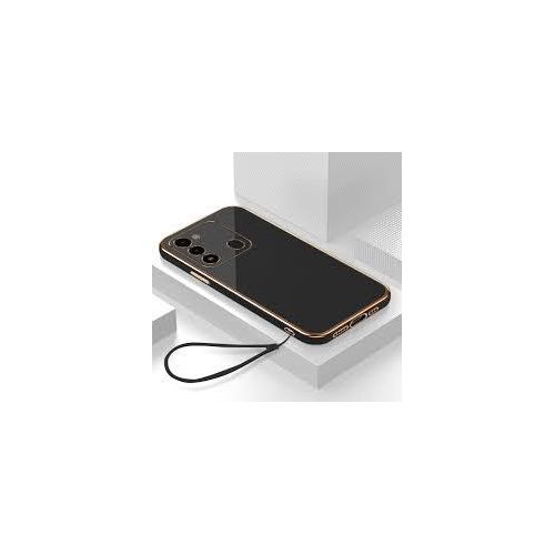 Tecno Pop 8, 7, 6, 5, 2F Pro Back Cover Case Gold Plated Frame  Glossy Backside -Black
