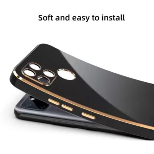Tecno Pop 8, 7, 6, 5, 2F Pro Back Cover Case Gold Plated Frame  Glossy Backside -Black