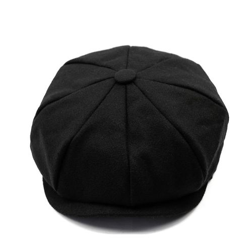 Autumn And Winter Warm Woolen Octagonal Hat Large Size Newsboy Hat Beret Large Head Circumference Peaked Cap Outdoor Men And Women Painter Hat Black And Dark Coffee Small Herringbone Pattern M(56-58CM) NO5116