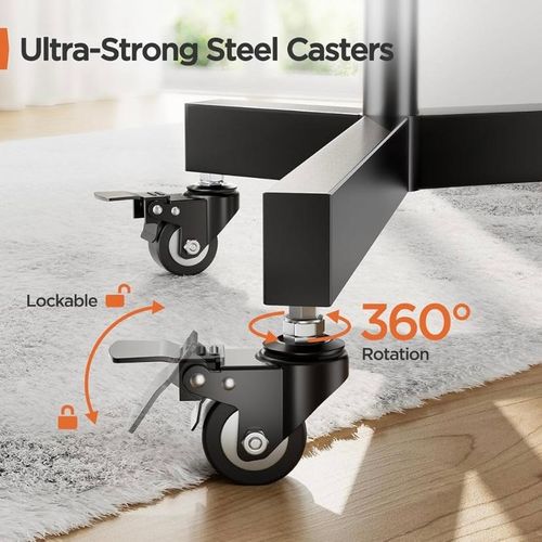 Rolling TV Stand for 32-85 Inch Screens up to 132 lbs, Height Adjustable Mobile TV Stand for LCD OLED 4K Flat/Curved Panels, TV Cart Outdoor TV Stand with Lockable Wheels -Black