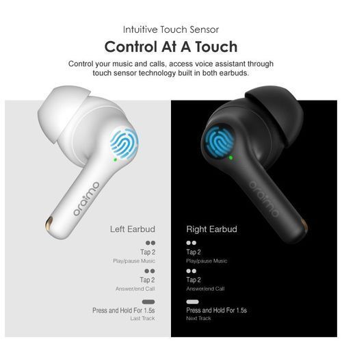 Oraimo FreePods 3 True Wireless Bass Earbuds BT V5.2  - White