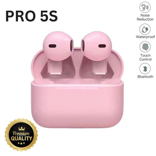 Air PRO 5S Bluetooth 5.0 Wireless Quality Earbuds With Noise Cancellation In Pink - Buy Now