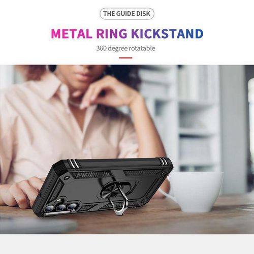 Samsung Galaxy A15 Case, Dual Layer Case Cover With Ring Holder Stand-Black