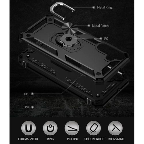 Samsung Galaxy A15 Case, Dual Layer Case Cover With Ring Holder Stand-Black