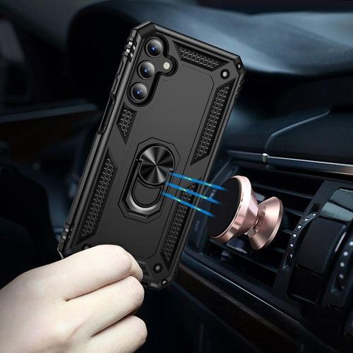 Samsung Galaxy A15 Case, Dual Layer Case Cover With Ring Holder Stand-Black