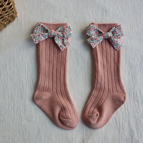 Knee Girls Sock Baby Bows Toddlers Socks Long High Floral