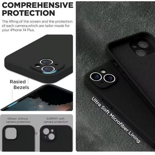 Apple IPhone 13 Pro , 13 Pro Max , IPhone 13 , 14 Silicone Case With MagSafe Deep Black With 2 Screen Protectors. Black