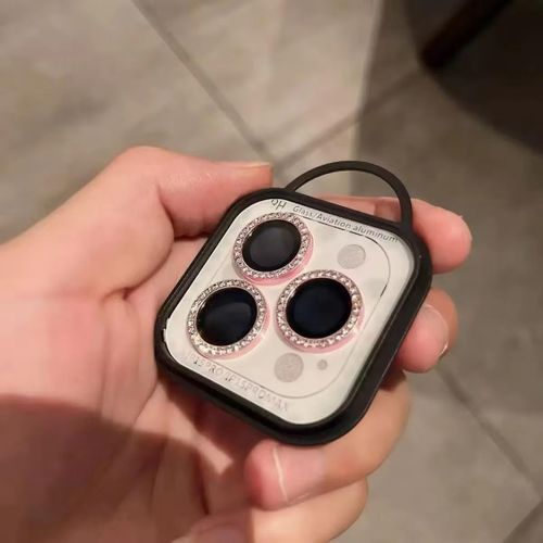 Beauty Glitter Camera Lens Protector Cover for iPhone 15 Pro Max 14 Plus 13 Mini 14Pro 15Pro Pink Tempered Glass.