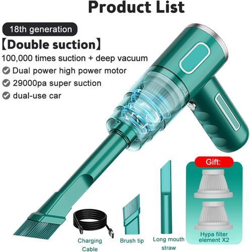 Handheld Cyclone Suction Cordless Vacuum Cleaner - Green