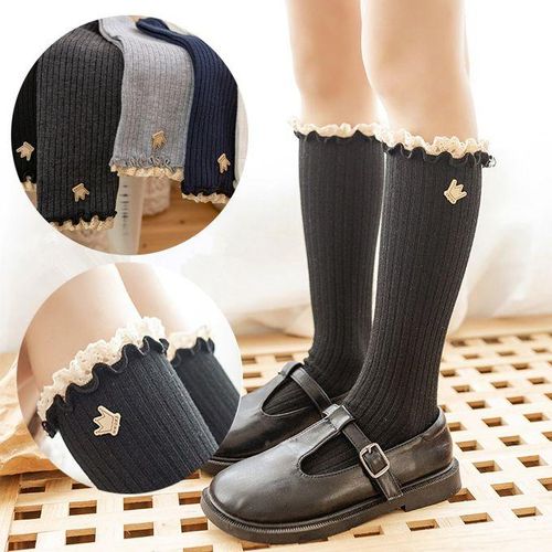 Girls Knee New Flower High Long Socks Socks Lace Kids