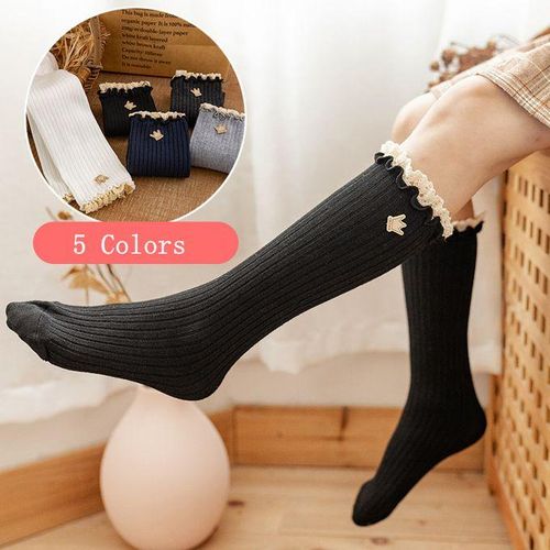 Girls Knee New Flower High Long Socks Socks Lace Kids