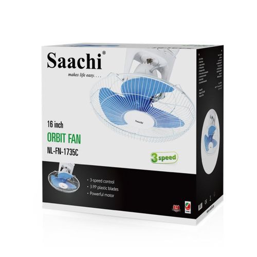 Saachi 16 Inch Orbit Ceiling Fan With 3 Speed Controls & Low Noise - Blue/White(1 YR WRTY)