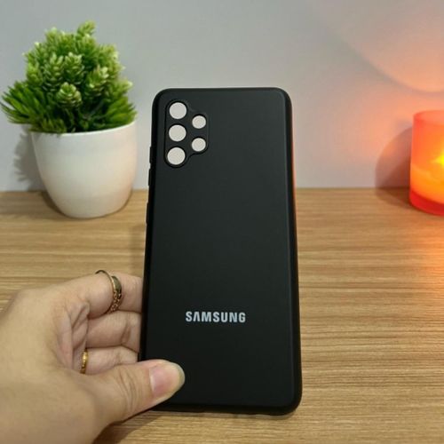 Samsung Galaxy A32 4G Luxury Soft Rubber Liquid Silicone Case Skin Touch Feel Phone Cover Black