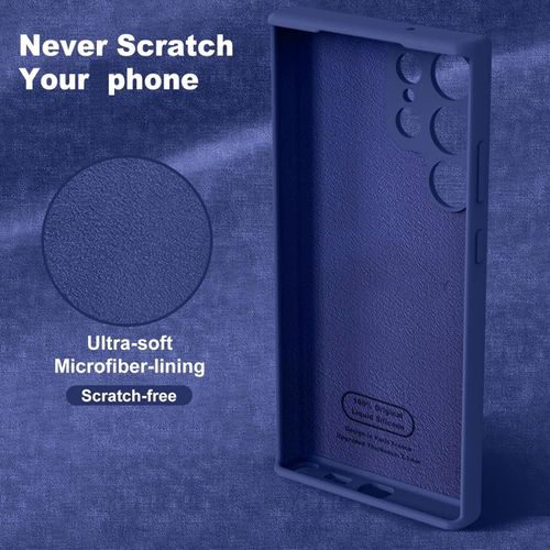 Samsung Galaxy S24, S24 Plus, S24 Ultra Case- Silicone Full Cover Protective Case with Soft Microfiber Lining Support Wireless Charging-Blue